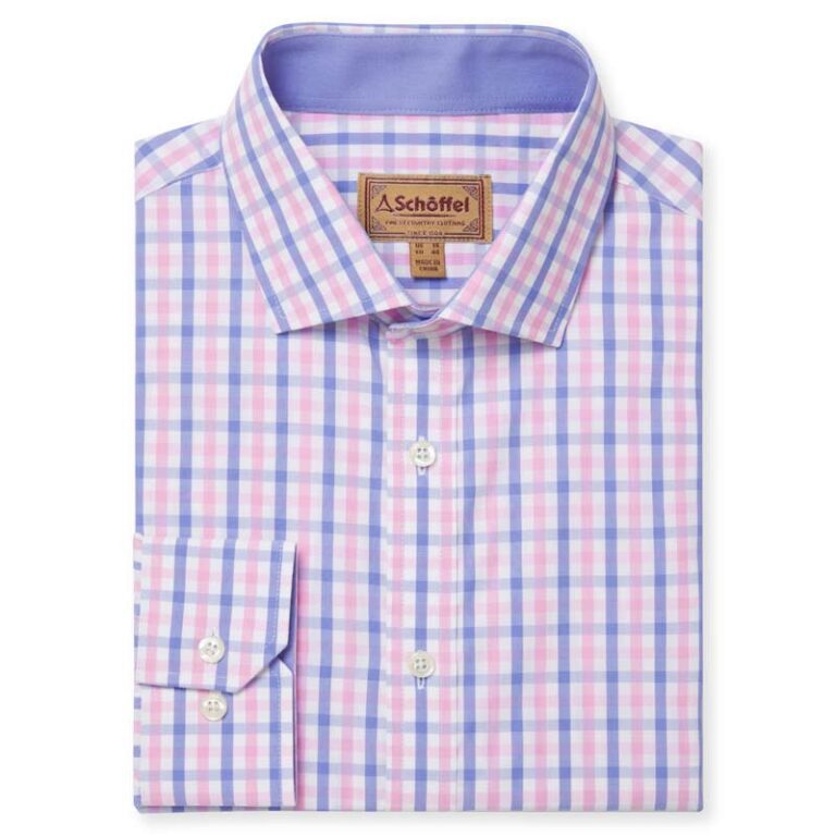 schoffel-hebden-shirt-blue-pink-check-front