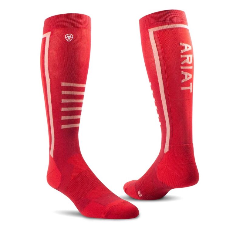 ariat-ariattek-slimline-performance-sock-red-bud-front
